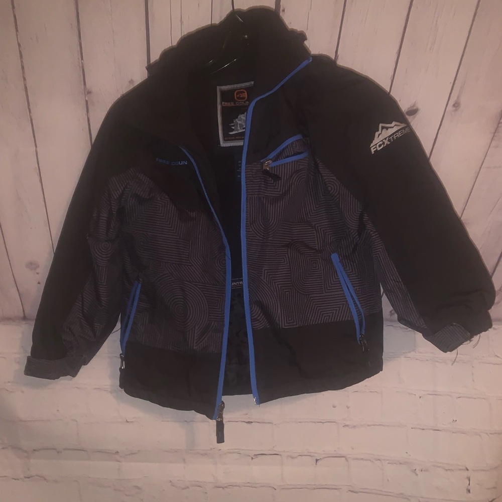 Free Country Black Jacket with Blue Trim